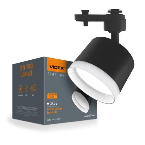 Spot-skinnearmatur GX53 - 230V, maks 30W