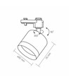 Spot-skinnearmatur GX53 - 230V, maks 30W
