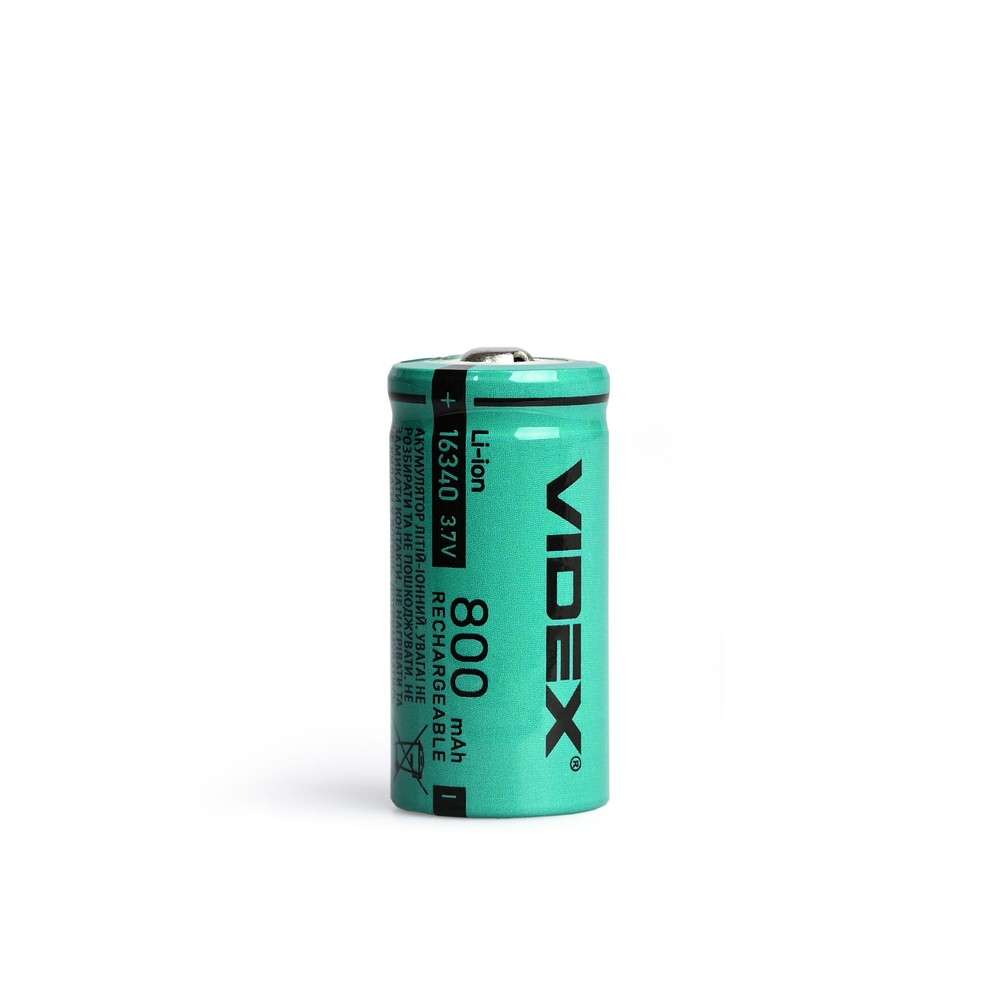 16340 litium-ion batteri – 800mAh, uten termisk beskyttelse