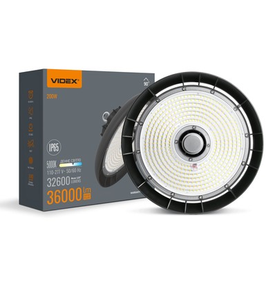 200W LED high bay, 180lm/W - 5000K, IP65, 90 grader, sort kabinett