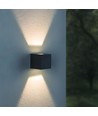 6W firkantet vegglampe med opp/ned lys - IP54, sort, 2700K, justerbar spredning, inkl. lyskilde