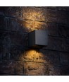 6W firkantet vegglampe med opp/ned lys - IP54, sort, 2700K, justerbar spredning, inkl. lyskilde