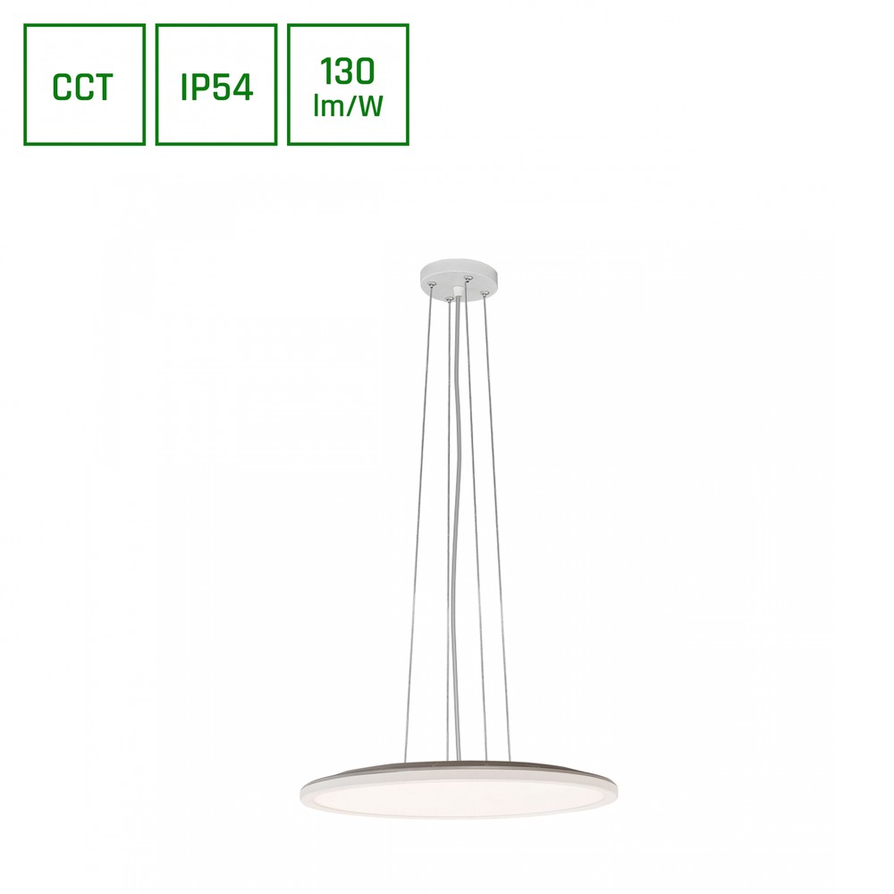 36W Nymphea Flat Duo LED taklampe - 130lm/W, IP54, Ø40cm, CCT, hvit kant, inkl. lyskilde - Dimbar : Ikke dimbar, Kulør : CCT (Varm til Kald Hvit)