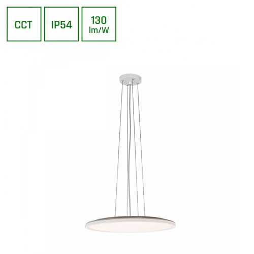 36W Nymphea Flat Duo LED taklampe - 130lm/W, IP54, Ø40cm, CCT, hvit kant, inkl. lyskilde