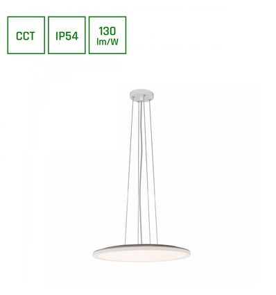 36W Nymphea Flat Duo LED taklampe - 130lm/W, IP54, Ø40cm, CCT, hvit kant, inkl. lyskilde