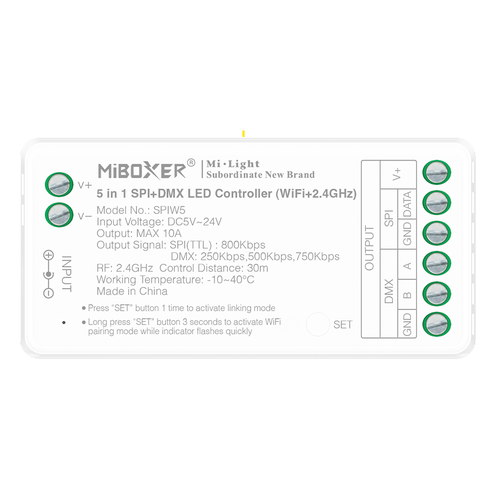 5i1 DMX+SPI+WIFI strip kontroller - RF, 12V/24V, RGB+CCT