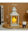 LED lanterne med flammeeffekt - Hvit, firkantet, batteri, IP54 innendørs/utendørs