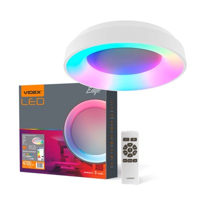 Edge taklampe 72W - LED, dimbar, med fjernkontroll, RGB, hvit, 230V, lysstyrke 7500, forbruk 72