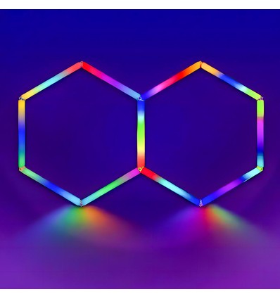 37W Hexagon RGBIC 2 felter komplett sett - Inkl. bluetooth-kontroller og strømforsyning