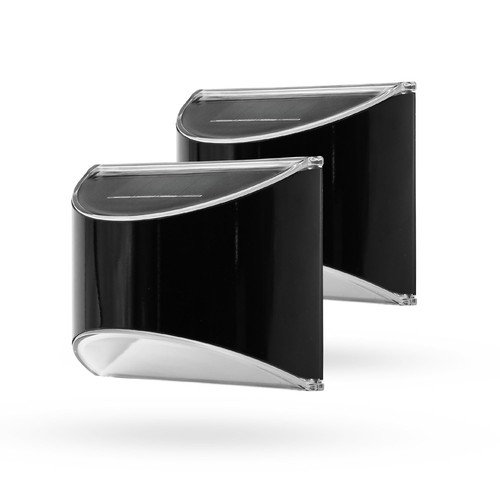 2x MIVO Solcelle vegglampe LED - Sort, Flott vegg-effekt, utendørs