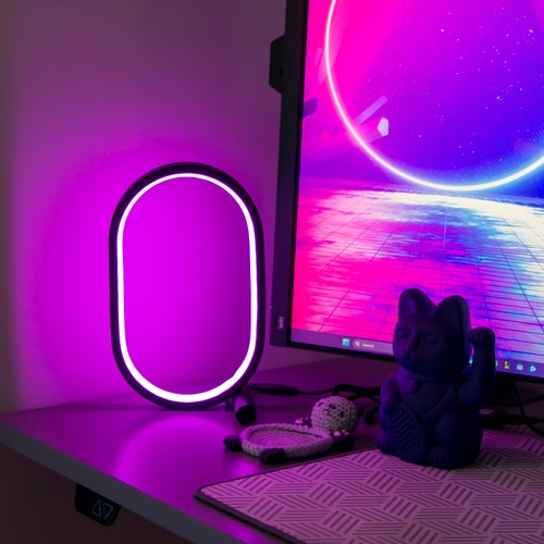 Ellipseformet RGBIC-lampe - 25x15 cm, 10W, fjernkontroll, USB