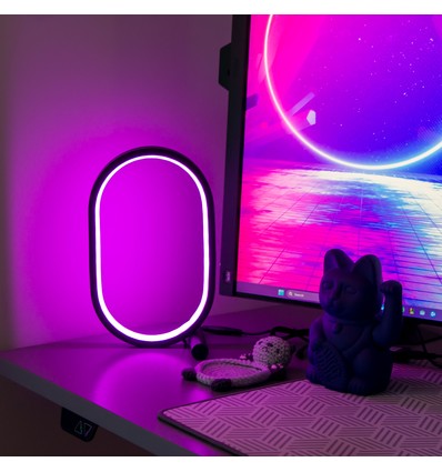 Ellipseformet RGBIC-lampe - 25x15 cm, 10W, fjernkontroll, USB