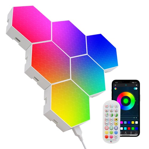 10 stk. RGBIC Hexagon Vegglys - Sett