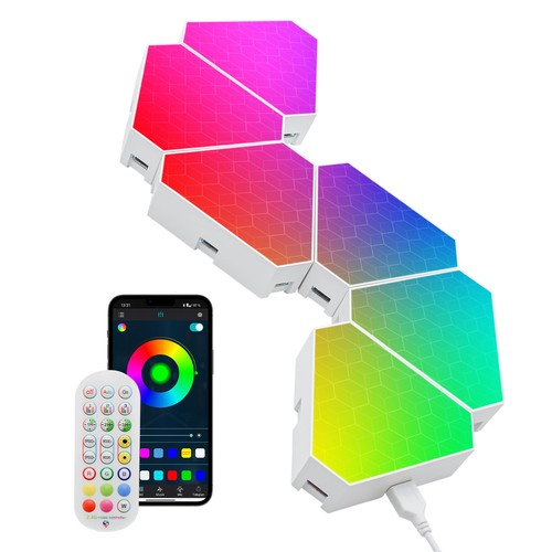 RGBIC Hexagon Tri Panels sett 10 stk. - fjernkontroll, app-styring, vegglampe