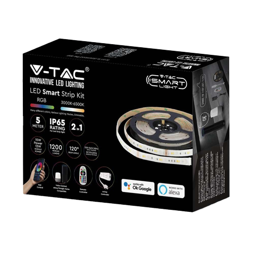 90 LED Stripe Sett - IP65 Stripelys, kompatibel med Alexa, Google Home, RGB+3in1, EU-plugg