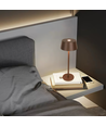 Oppladbar LED bordlampe - Brun, touch dimbar, IP54