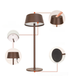 Oppladbar LED bordlampe - Brun, touch dimbar, IP54