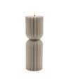 LED Timeglass lys 23cm høy, flammeeffekt, grå - Ø7,5cm, 23cm høy, fungerer med fjernkontroll, timer, ekte stearin