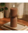 LED timeglasslys 23cm, flammeeffekt, brun - Ø7,5cm, timer