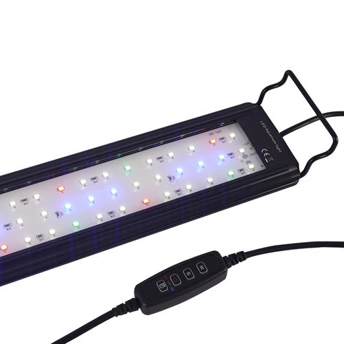 30-45 cm akvariearmatur - 6W LED, hvit/blå/rød/grønn, justerbar lengde, IP66