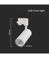 VT-47030 LED skinnespot 30W - COB, 3i1, hvitt hus, hvit reflektor, hvit bakdeksel