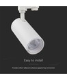 VT-47030 LED skinnespot 30W - COB, 3i1, hvitt hus, hvit reflektor, hvit bakdeksel