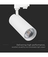 VT-47050 skinne-spot 40W - COB LED, 3i1, hvitt hus, hvit reflektor, hvit bakdeksel