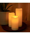 9-pak LED Utendørs blokklys, inkl. fjernkontroll, Ø5,5cm - Høyde: 13/15/17,5cm, Batteri, timerfunksjon, trådløs, tåler vann