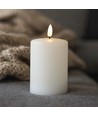 LED Blokklys 10cm høy, smelte-utseende, flammeeffekt - Ø7,5cm, 10cm høy, fungerer m. fjernkontroll, ekte stearin