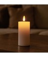 LED Blokklys 10cm høy, flammeeffekt, hvit - Ø5cm, 10cm høy, virker m. fjernkontroll, timer, ekte stearin