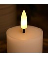 LED Blokklys 10cm høy, flammeeffekt, hvit - Ø5cm, 10cm høy, virker m. fjernkontroll, timer, ekte stearin