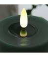 LED Blokklys 10cm, smelte-look, flammeeffekt - Ø7,5cm, fjernkontroll, ekte voks, dyp grønn