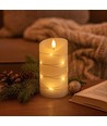 LED Blokklys med lyslenke, 15cm høy, flammeeffekt - Ø7,5cm, 15cm høy, fungerer m. fjernkontroll, ekte stearin