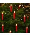 10-pakning LED-julelys inkl. fjernkontroll - Batteri, timerfunksjon, trådløs, holder til juletre