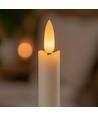 3-pak hvite LED stearinlys, flammeeffekt - Ø2,2cm, Høyde: 24,5cm, kronelys, inkl. fjernkontroll, timer