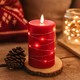 LED blokklys med lyskjede, 12,5cm, flammeeffekt - Ø7,5cm, virker m. fjernkontroll (ikke inkl.), rød