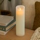 LED XL Blokklys 30cm høy, flammeeffekt, hvit - Ø10cm, 30cm høy, virker m. fjernkontroll (ikke inkl.), timer, ekte stearin