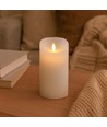 LED XL Blokklys 17,5cm høy, flammeeffekt, hvit - Ø10cm, 17,5cm høy, fungerer med fjernkontroll, ekte stearin