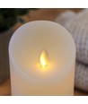 LED XL Blokklys 17,5cm høy, flammeeffekt, hvit - Ø10cm, 17,5cm høy, fungerer med fjernkontroll, ekte stearin