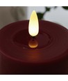 LED blokklys 12,5cm, smelte-look, flammeeffekt - Ø7,5cm, bordeauxrød