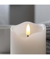 LED Blokklys 10cm høy, flammeeffekt, hvit - Ø7,5cm, 10cm høy, fungerer med fjernkontroll, ekte stearin