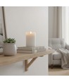 LED Blokklys 12,5cm høy, flammeeffekt, hvit - Ø7,5cm, 12,5cm høy, fungerer med fjernkontroll, timer, ekte stearin