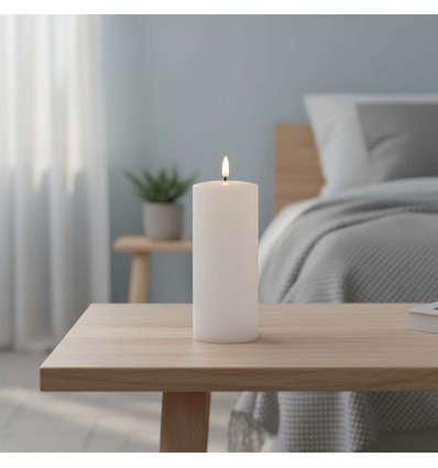 LED Blokklys 17,5cm, smelte-look, flammeeffekt - Ø7,5cm, fjernkontroll, timer, ekte voks