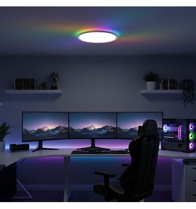 39W CCT taklampe med RGBIC backlight - Ø30cm, Tuya, inkl. fjernkontroll