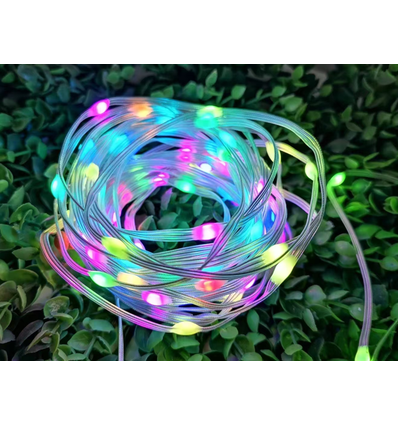 10m RGBIC LED-lyskjede - 5V USB, 100 LED, klar ledning, fjernkontroll + bluetooth