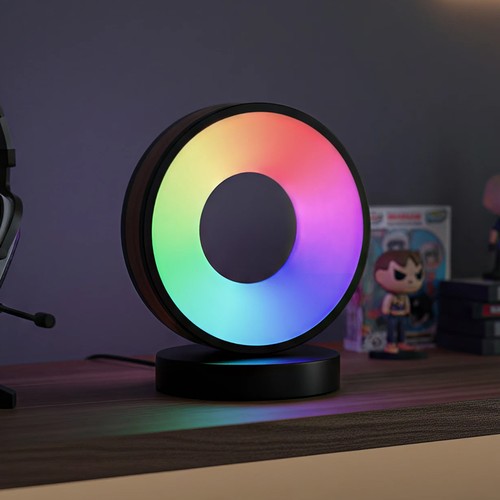 Sirkel RGBIC lampe - 18x15cm, Bluetooth, 5V USB