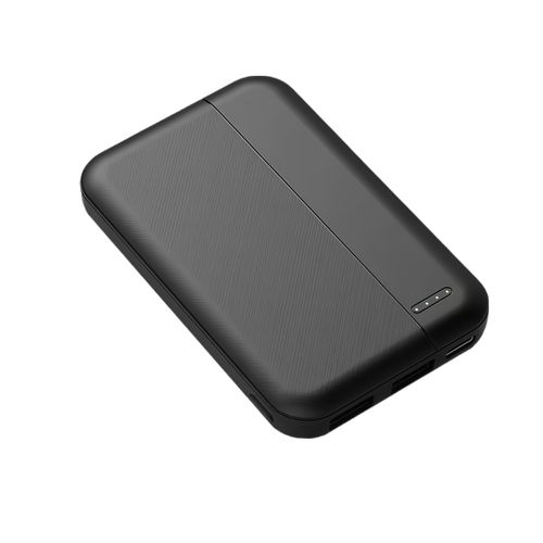 Powerbank - 5000mAh, sort, komplett med kabel