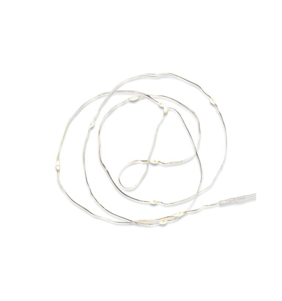 Outlet: Mini batteri lyskjede i sølv med 20 LED lys