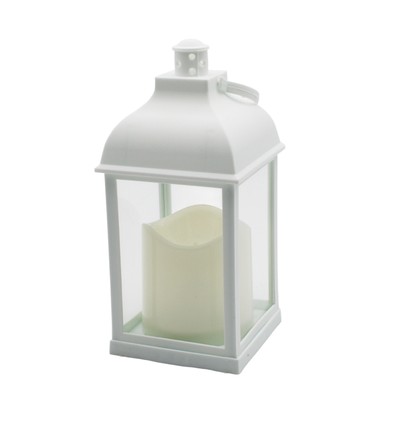 LED lykt - Hvit, firkantet, batteri, IP54 innendørs/utendørs