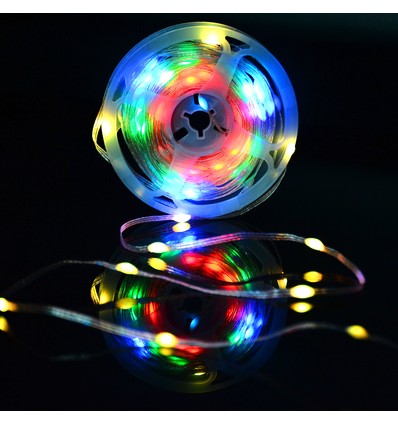 5m RGBIC LED-lyslenke - 5V USB, 50 LED, klar ledning, fjernkontroll + bluetooth